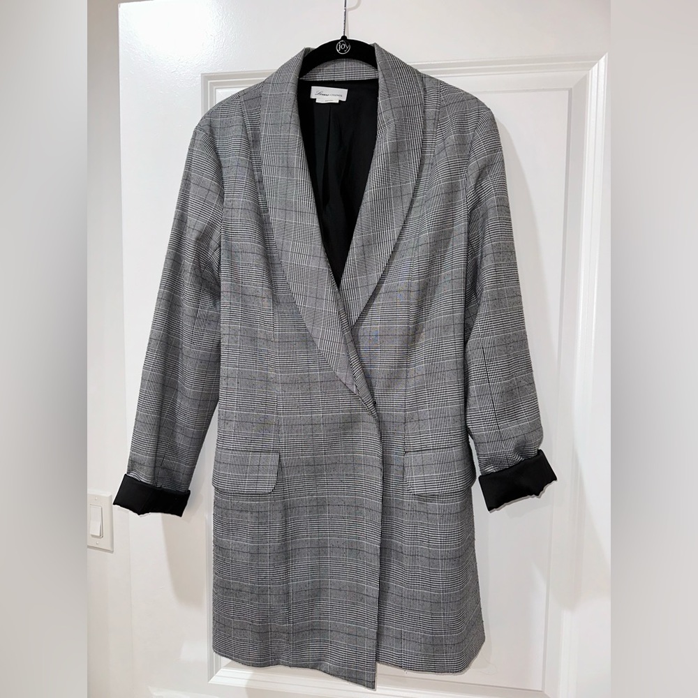 Black & White Plaid Blazer Dress